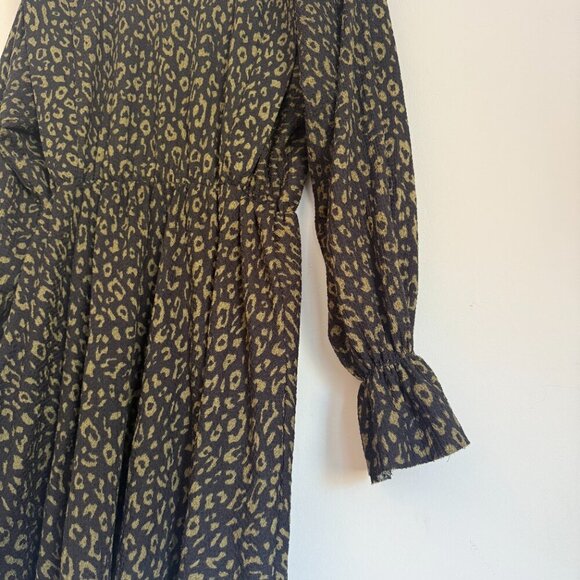 Zara | Long Sleeve Animal Print Textured Dress Size Small - Picture 6 of 7